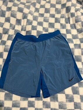 Nike Men’s Light Blue Athletic Shorts with Dark Blue Trim